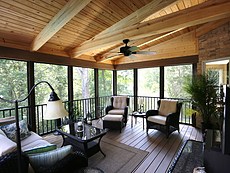 Screened Deck with Exposed Rafters in St. Louis