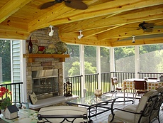 Azek Decking with Screen Room, Covered Deck and Fireplace in St. Louis, MO