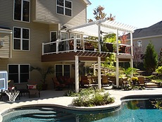 Timbertech Pacific Walnut Deck with Pergola in St. Louis, MO