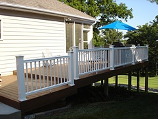Decks St. Louis Rosewood Timbertech Decking with White Radiance Railing St. Charles, MO