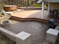 Decks St. Louis Timbertech Decking with Paver Patio and Fire Pit St. Charles, MO 