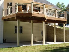 Decks St. Louis Timbertech Teak Decking with Almond Vinyl Railing St. Charles, MO