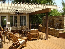 Decks St. Louis - Timbertech Deck with Water Feature and Pergola - Clarkson Valley Missouri