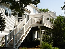 Decks St. Louis Timbertech Decking White Radiance Railing and Pergola Wildwood, MO