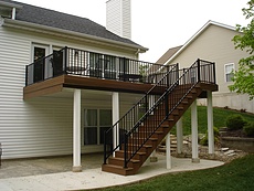 Decks St. Louis Timbertech Walnut Decking with Black Aluminum Railing Chesterfield, MO