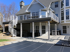 Cable Rail with Spiral Staircase and Stone Columns in Chesterfield, MO