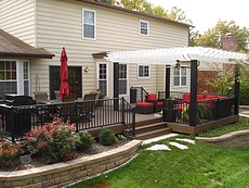 Decks St. Louis - Trex Deck with Westbury Aluminum Railing and Maintenance Free Vinyl Pergola - Elli