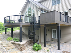 Curved Deck Design St. Louis with Spiral Stairs