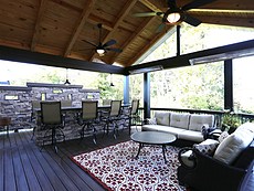 Covered Deck with Stone Bar in St. Louis, MO